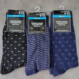 Men's Fashion Socks - Black, Blue, and Navy